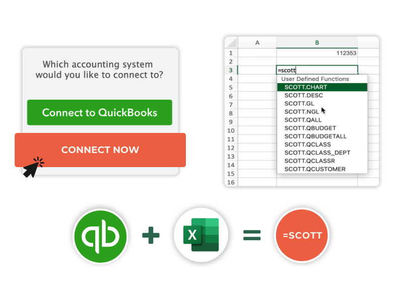 image of importing quickbooks into excel with Scott's add-ins 