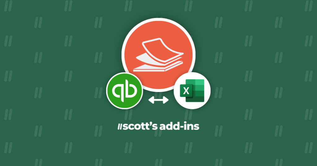 excel quickbooks template options for Scott's addins in excel