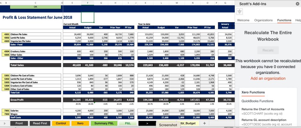 Simple P&L: One-Statement Modeling Sheet excel quickbooks template